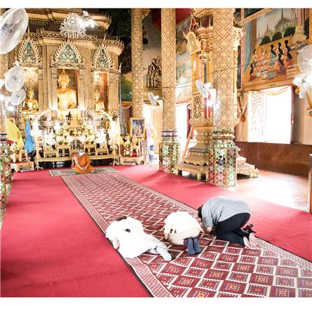 เสื่อวัด THA-WAI PHA MAI 180X1000 ซม. สีแดง/ครีม_2