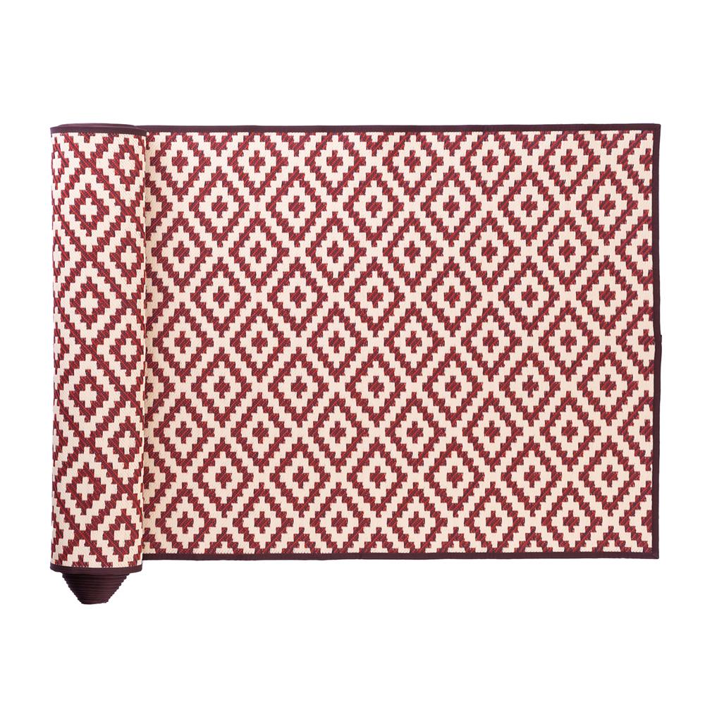 เสื่อวัด THA-WAI BURGUNDY 150X1000 ซม. สีดำ/ครีม/แดง