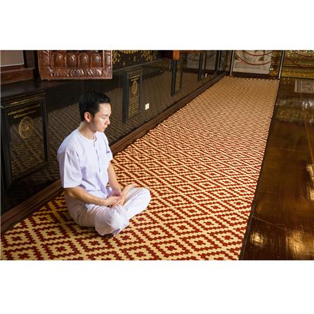 เสื่อวัด THA-WAI BURGUNDY 150X1000 ซม. สีดำ/ครีม/แดง_4