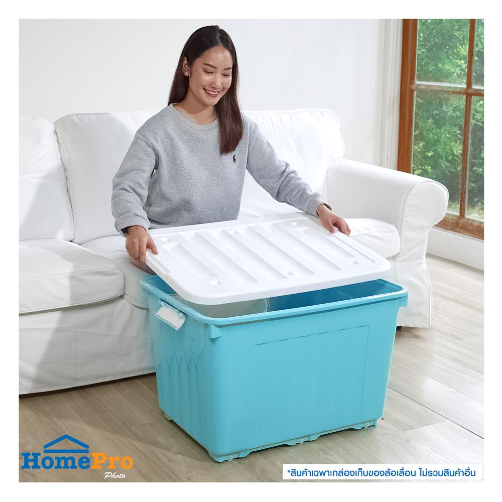 กล่องเก็บของล้อเลื่อน STACKO 70X51X46 ซม. 110 ลิตร สีฟ้า