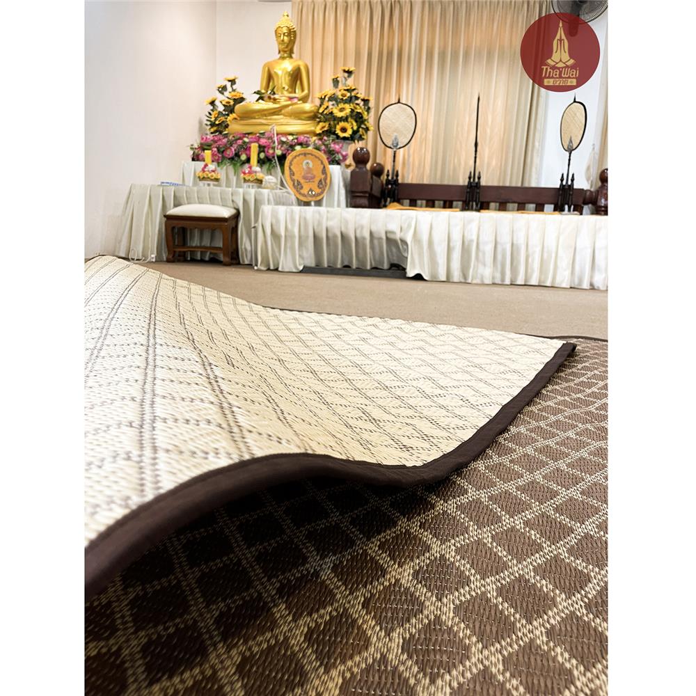 เสื่อวัด THA-WAI DHAM MACHAT 150X1000 ซม. สีน้ำตาล/ครีม