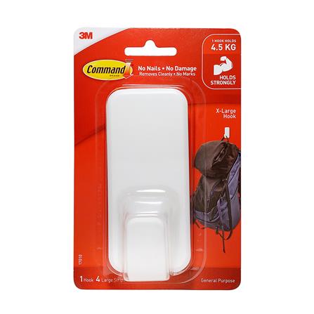 แผ่นเทปกาวคอมมานด์พร้อมตะขอใหญ่ 3M 17010 สีขาว_1