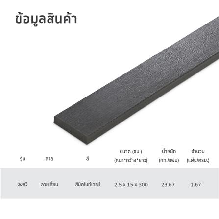 ไม้พื้น SHERA ลายเสี้ยน 15X300X2.5 ซม. สีมิดไนท์เกรย์_4