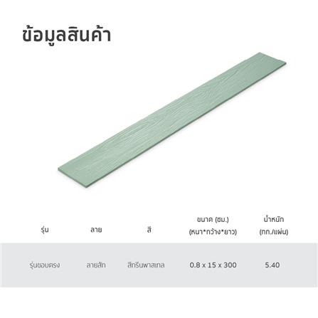 ไม้ฝา SHERA ขอบตรง ลายสัก 15X300X0.8 ซม. สีกรีนพาสเทล_5