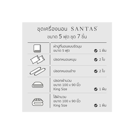 ชุดผ้าปูที่นอน 5 ฟุต 7 ชิ้น SANTAS PASTEL LK_6