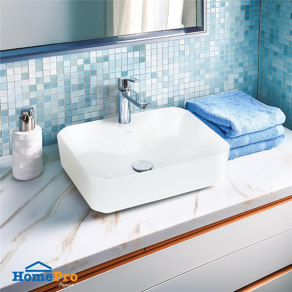 อ่างล้างหน้าแบบวางบนเคาน์เตอร์ MOYA 5009 สีขาว