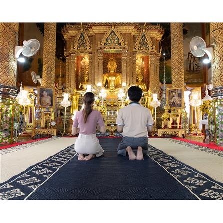 เสื่อวัด THA-WAI PHA JAM YAM 180X1000 ซม. สีน้ำเงิน/ครีม_2