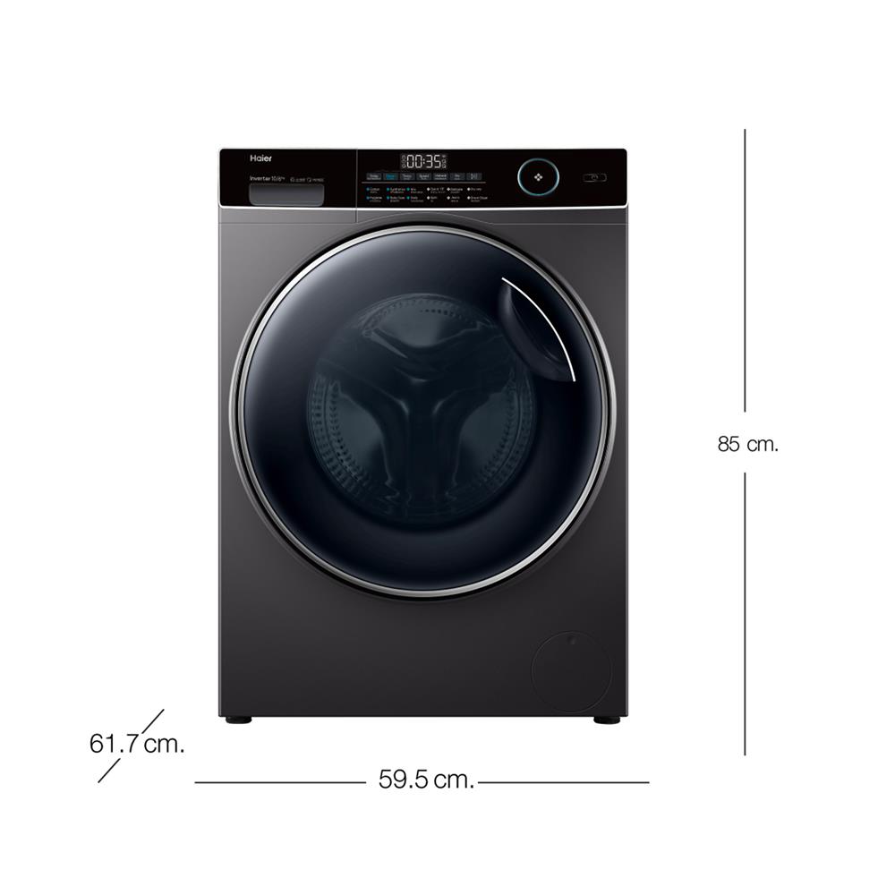 เครื่องซักอบผ้าฝาหน้า HAIER HWD100-BP14959S8 10/6 กก. อินเวอร์เตอรื สีดำ