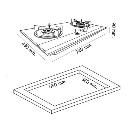เตาฝัง+เครื่องดูดควัน DYNA HOME DH-2000G+DH-800-BK_7