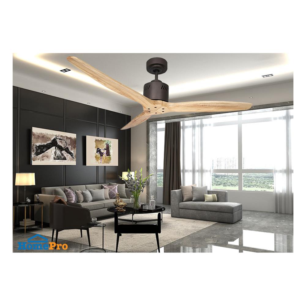 พัดลมไม่มีโคมไฟ WINFAVOUR TW05 54 นิ้ว สีน้ำตาล