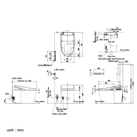 สุขภัณฑ์อัตโนมัติ TOTO NEOREST AH (CES9788PRVA) 3/3.8 ลิตร สีขาว (ท่อออกผนัง)_2