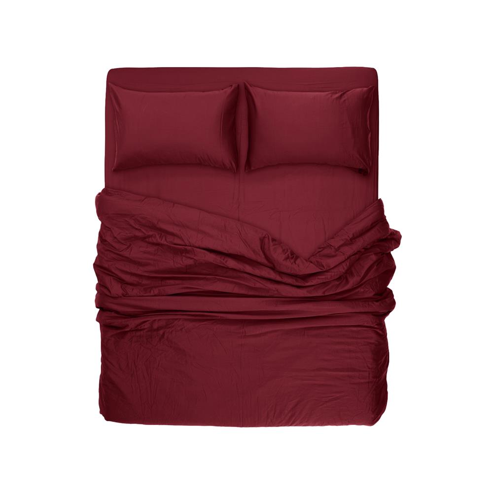 ชุดผ้าปูที่นอน 6 ฟุต 8 ชิ้น BENEATH BURGUNDY สีแดง