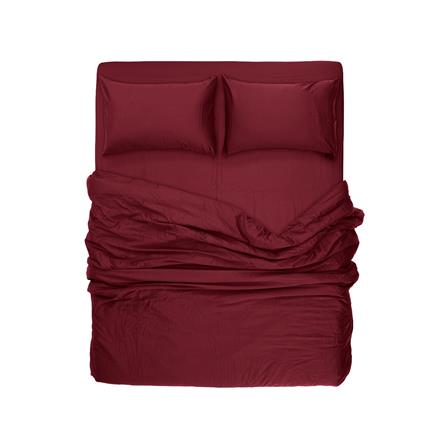 ชุดผ้าปูที่นอน 6 ฟุต 8 ชิ้น BENEATH BURGUNDY สีแดง_4