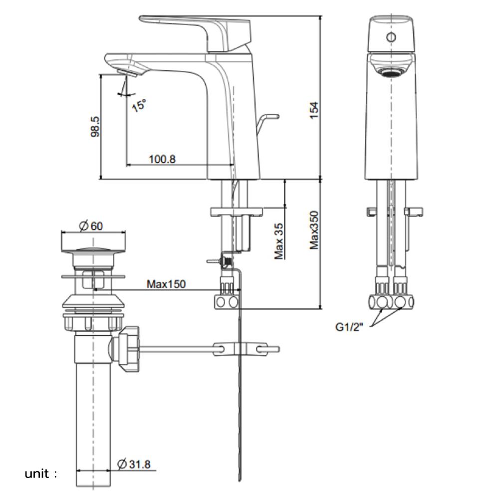 ก๊อกอ่างล้างหน้าผสม AMERICAN STANDARD A-1701-100-LL