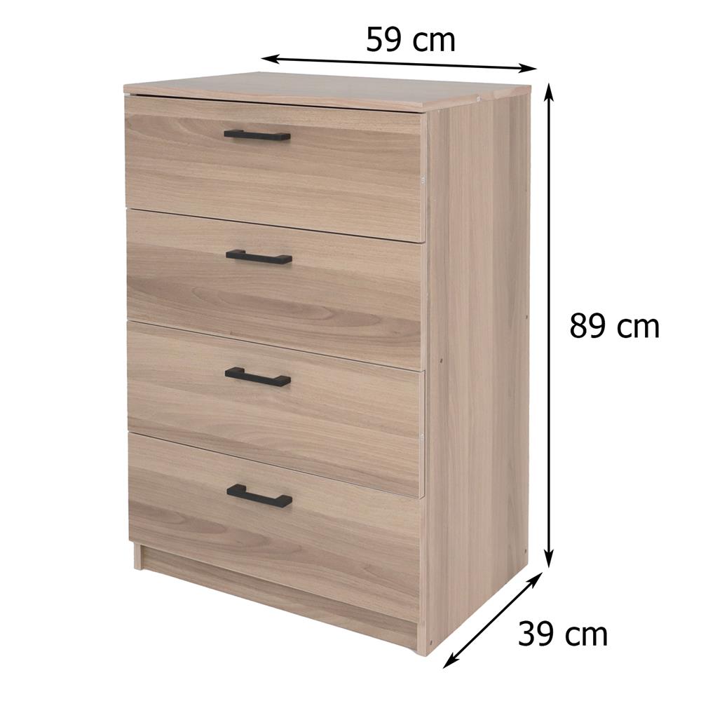 ตู้ลิ้นชัก 4 ลิ้นชัก FURDINI AMORE 59 ซม. สีไวท์โอ๊ค