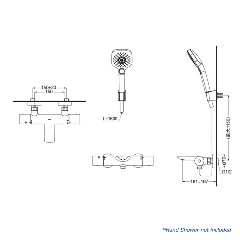 ก๊อกผสมยืนอาบ TOTO TBV01402TR สีโครม