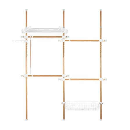 ราวแขวนผ้า 4 ราวแขวน 1 ชั้นวาง 1 ตะกร้า TUGU R20M ลายไม้
