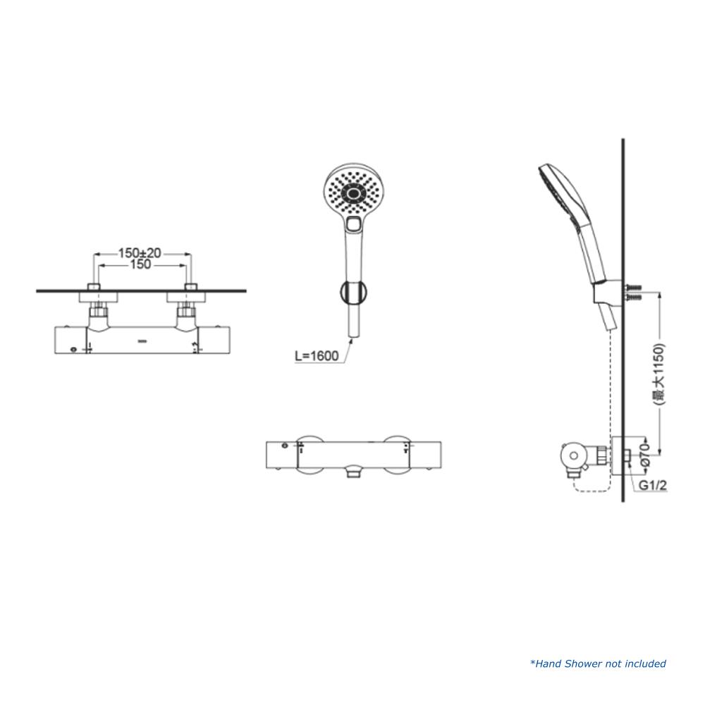 ก๊อกผสมยืนอาบ TOTO TBV01401TR สีโครม