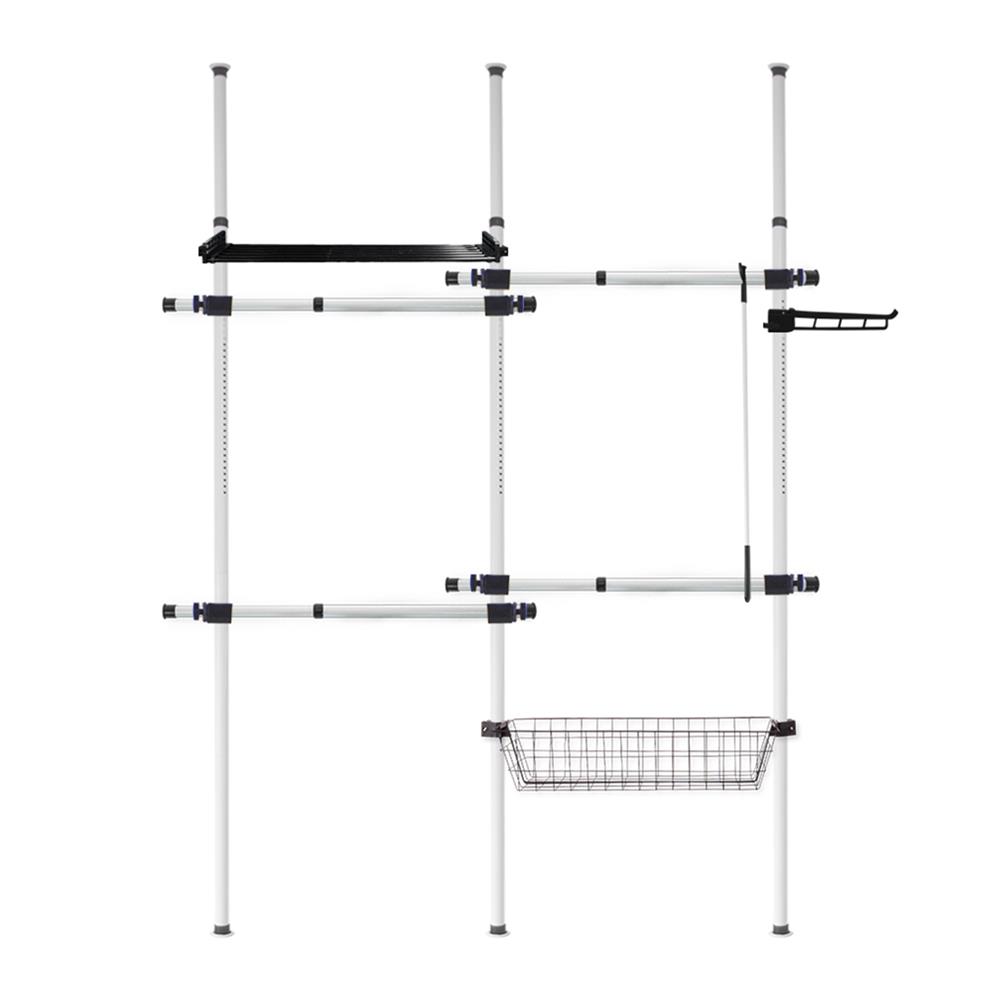ราวแขวนผ้า 4 ราวแขวน 1 ชั้นวาง 1 ตะกร้า TUGU R20W สีขาว