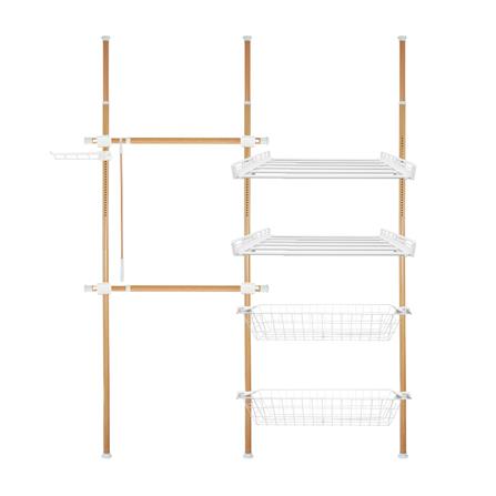 ราวแขวนผ้า 2 ราวแขวน 2 ชั้นวาง 2 ตะกร้า TUGU R22M ลายไม้
