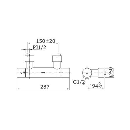 ก๊อกผสมยืนอาบ TOTO TX450SEV1 สีโครม_1