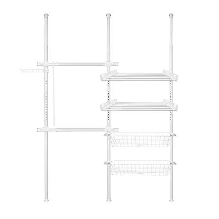 ราวแขวนผ้า 2 ราวแขวน 2 ชั้นวาง 2 ตะกร้า TUGU R22PW สีขาว