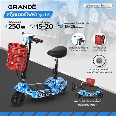 สกู๊ตเตอร์ไฟฟ้า GRANDE L6 สีขาว/น้ำเงิน_8