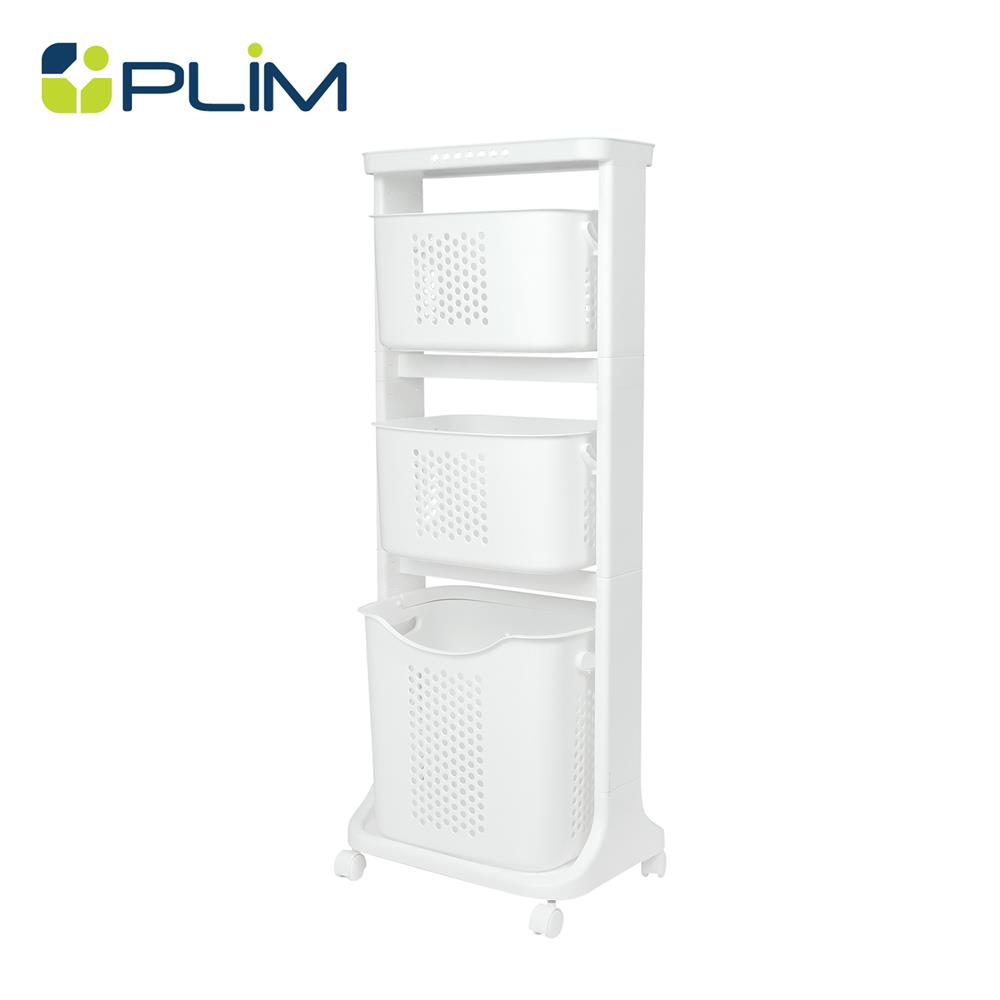 ตะกร้าผ้าเหลี่ยมมีล้อ 3 ชั้น PLIM 1025M3 สีขาว_1