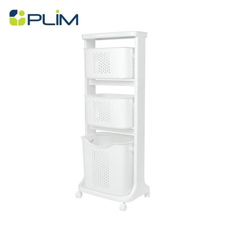 ตะกร้าผ้าเหลี่ยมมีล้อ 3 ชั้น PLIM 1025M3 สีขาว_0