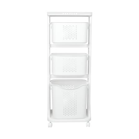 ตะกร้าผ้าเหลี่ยมมีล้อ 3 ชั้น PLIM 1025M3 สีขาว_2