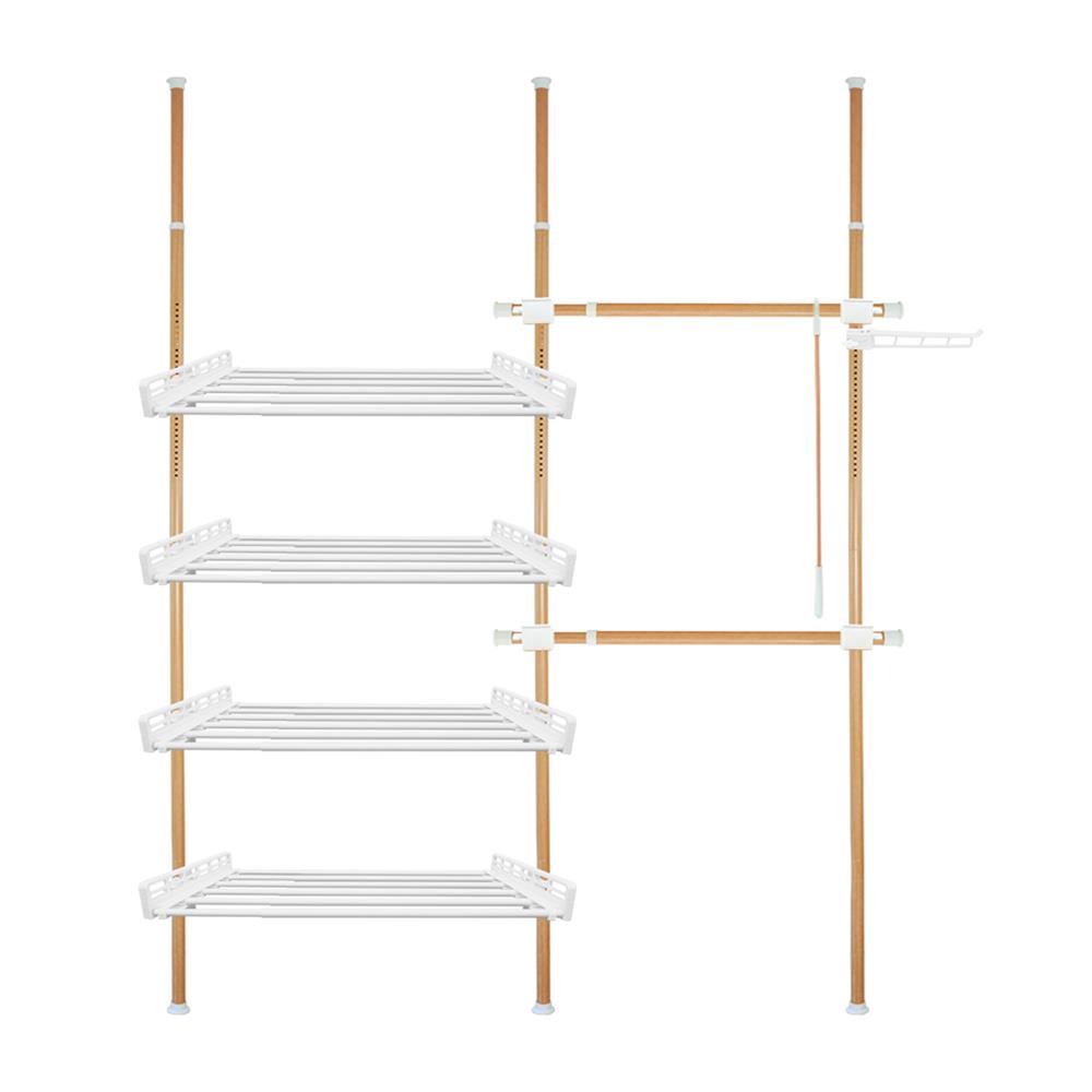 ราวแขวนผ้า 2 ราวแขวน 4 ชั้นวาง TUGU R11M ลายไม้