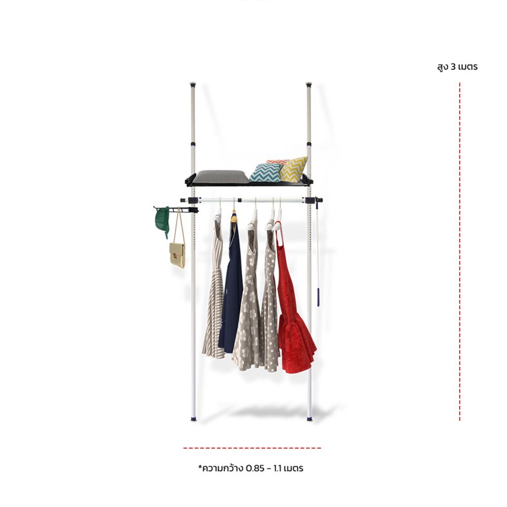 ราวแขวนผ้า 1 ราวแขวน 1 ชั้นวาง TUGU R16W สีขาว
