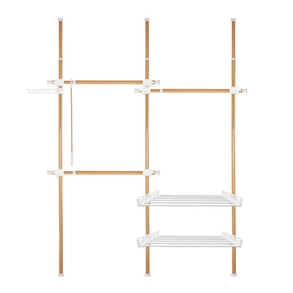 ราวแขวนผ้า 3 ราวแขวน 2 ชั้นวาง TUGU R08M ลายไม้