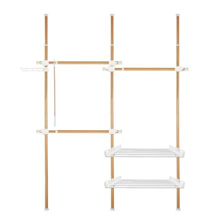 ราวแขวนผ้า 3 ราวแขวน 2 ชั้นวาง TUGU R08M ลายไม้