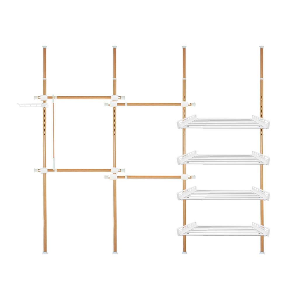 ราวแขวนผ้า 4 ราวแขวน 4 ชั้นวาง TUGU R12M ลายไม้