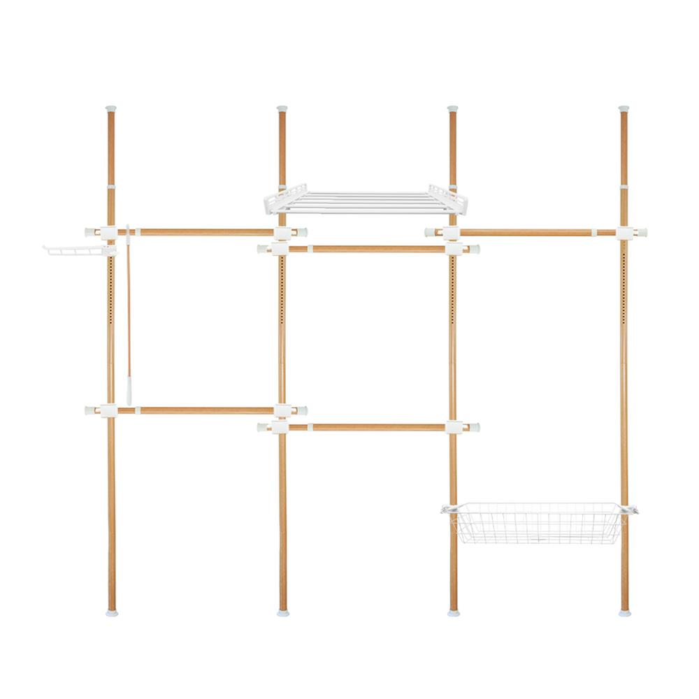 ราวแขวนผ้า 5 ราวแขวน 1 ชั้นวาง 1 ตะกร้า TUGU R21M ลายไม้