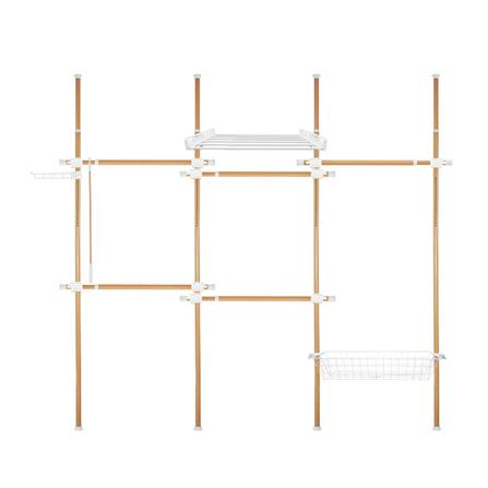 ราวแขวนผ้า 5 ราวแขวน 1 ชั้นวาง 1 ตะกร้า TUGU R21M ลายไม้_0