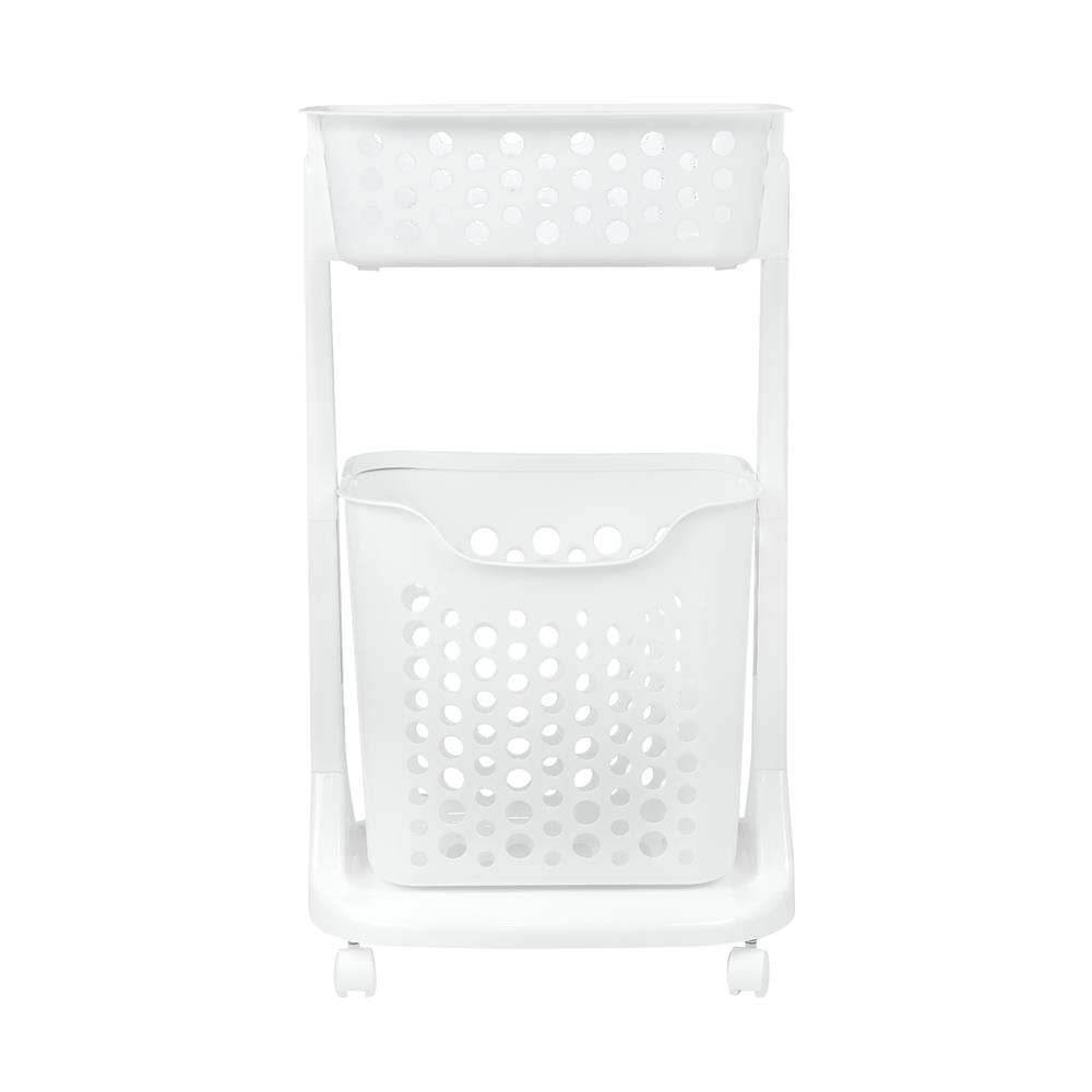 ตะกร้าผ้าเหลี่ยมมีล้อ 2 ชั้น PLIM 1021 สีขาว