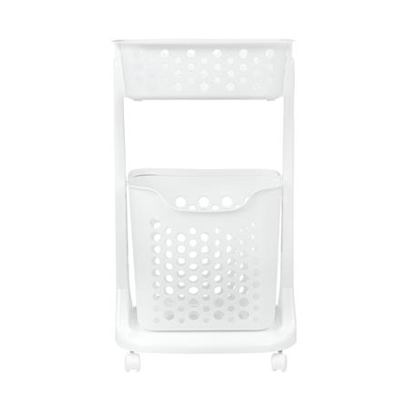 ตะกร้าผ้าเหลี่ยมมีล้อ 2 ชั้น PLIM 1021 สีขาว_2