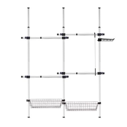 ราวแขวนผ้า 4 ราวแขวน 2 ตะกร้า TUGU R15W สีขาว