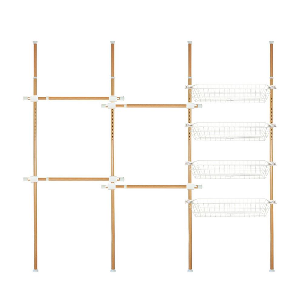 ราวแขวนผ้า 4 ราวแขวน 4 ตะกร้า TUGU R13M ลายไม้