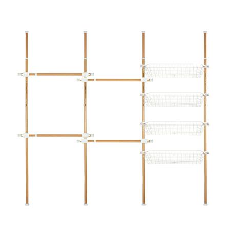 ราวแขวนผ้า 4 ราวแขวน 4 ตะกร้า TUGU R13M ลายไม้