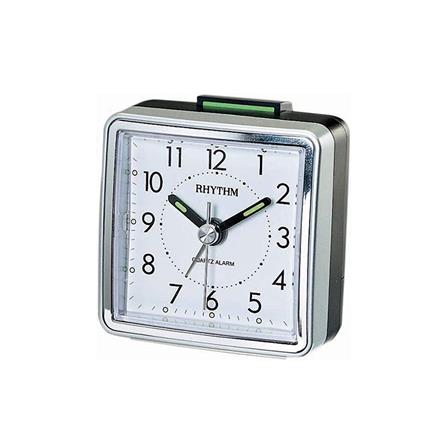 นาฬิกาตั้งโต๊ะพลาสติก RHYTHM CRE210NR19 2X2 นิ้ว สีเงิน