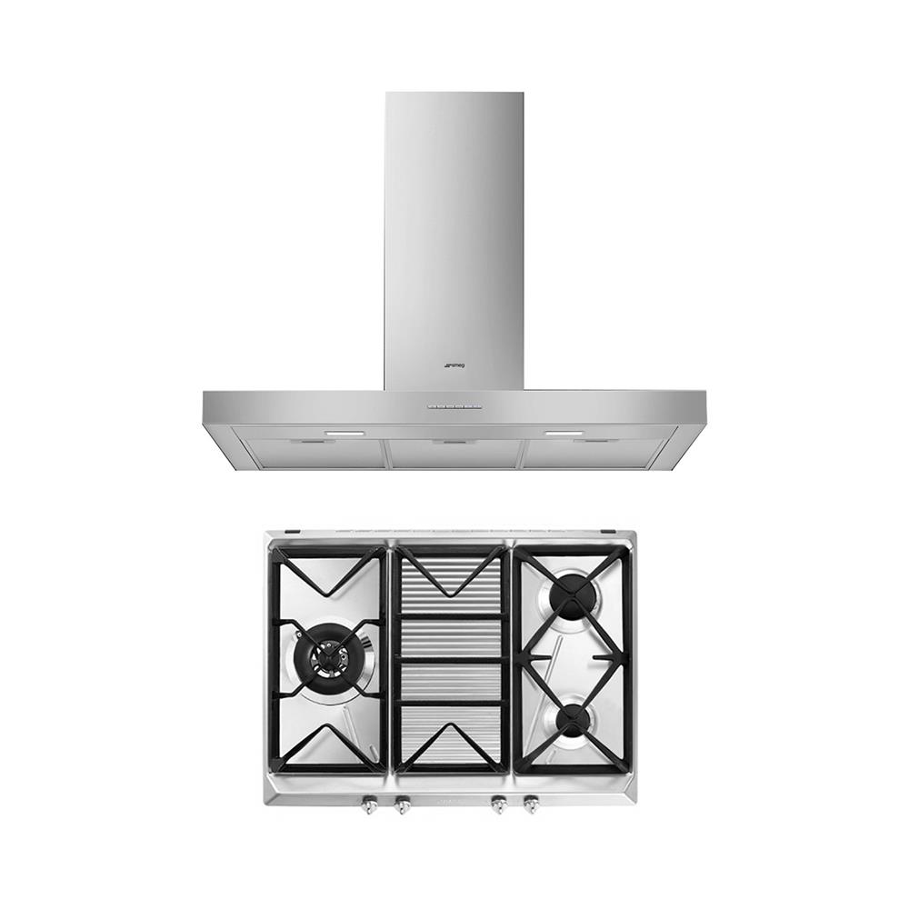 เตาฝัง+เครื่องดูดควัน SMEG SRV573XG+KBT900XE