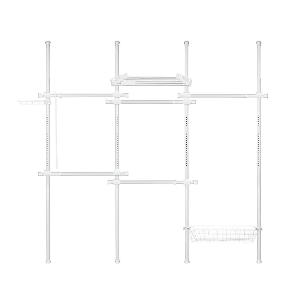 ราวแขวนผ้า 5 ราวแขวน 1 ชั้นวาง 1 ตะกร้า TUGU R21PW สีขาว