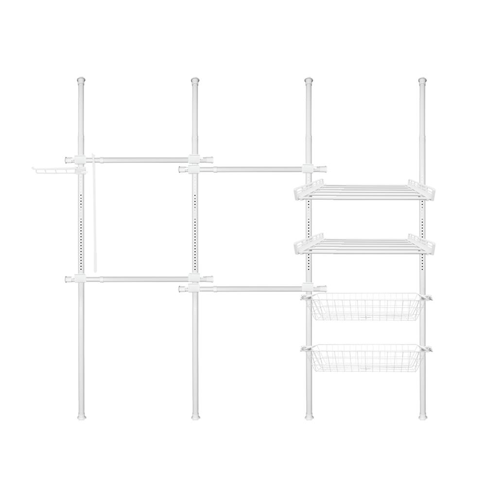 ราวแขวนผ้า 4 ราวแขวน 2 ชั้นวาง 2 ตะกร้า TUGU R23PW สีขาว