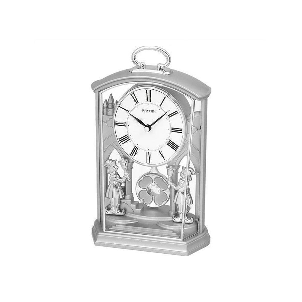 นาฬิกาตั้งโต๊ะพลาสติก RHYTHM 4RP796WR19 8.5X5.5 นิ้ว สีเงิน