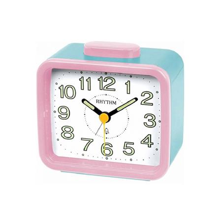 นาฬิกาตั้งโต๊ะพลาสติก RHYTHM CRA637WR13 3X4 นิ้ว สีชมพู/ฟ้า_0