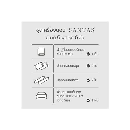 ชุดผ้าปูที่นอน 6 ฟุต 6 ชิ้น SANTAS PRODIGY BI_6