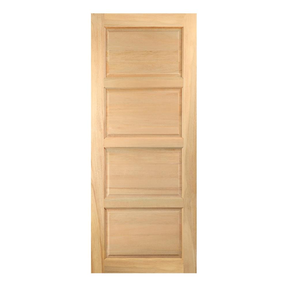 ประตูไม้สยาแดง VK 141 4 ฟัก ขอบ 5 นิ้ว 80X200 ซม. สีธรรมชาติ ไม่เจาะลูกบิด